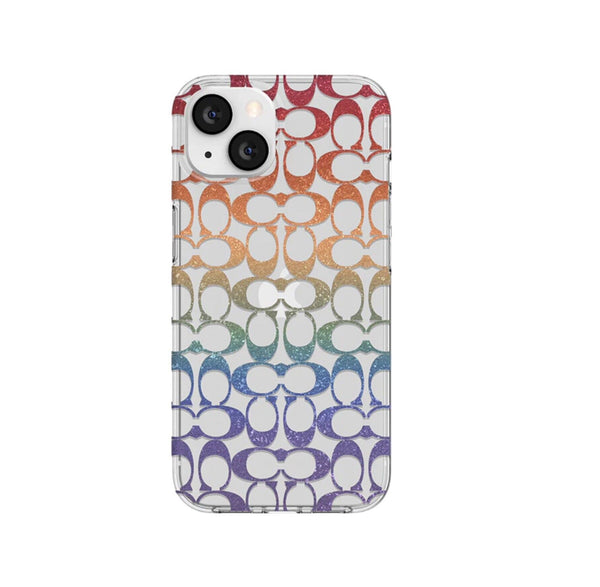 COACH Glitter Gradient Ombre Rainbow Pride Logo iPhone 13 Case