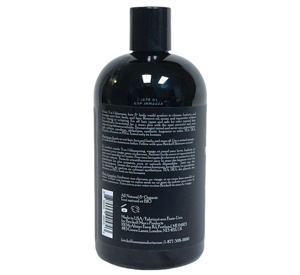 Brickell Men's Rapid Wash - 3 In 1 Body Wash For Men - Natural & Organic 16oz
