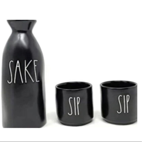 Rae Dunn Black SHAKE Pitcher, 2x SIP Cup Gift Set