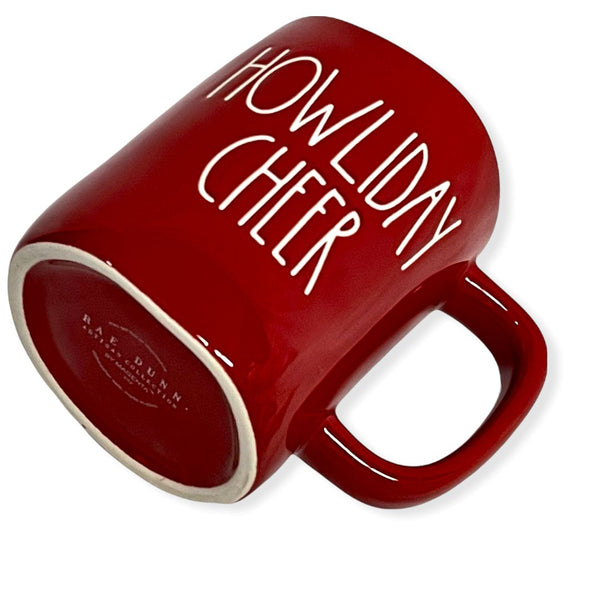 Rae Dunn Red HOWLIDAY CHEER Mug for Christmas with White LL Letter Tea Mug