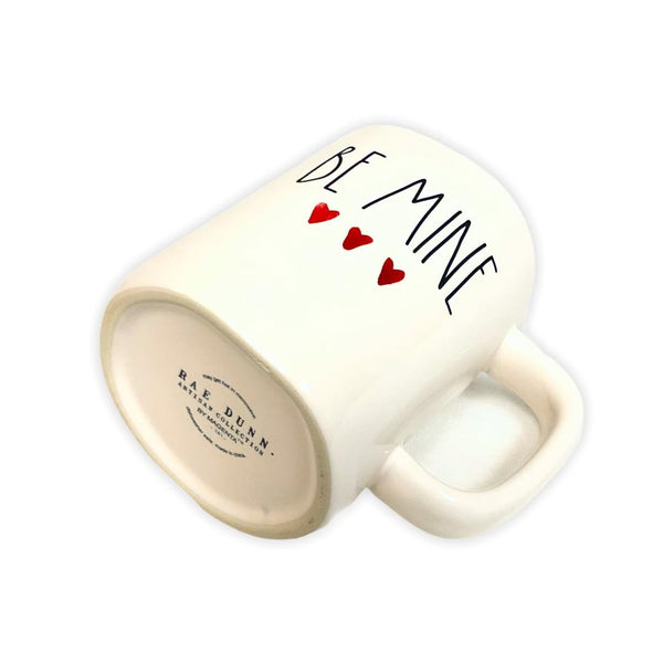 Rae Dunn By Magenta White BE MINE Ceramic Mug with Black LL Letter Interior Red Tea Mug Valentines Day Gift