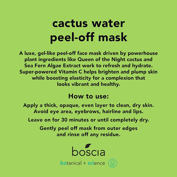 Boscia Facial Peel-off Mask with Cactus Water and Vitamin C for Natural & Clean, 2.8oz