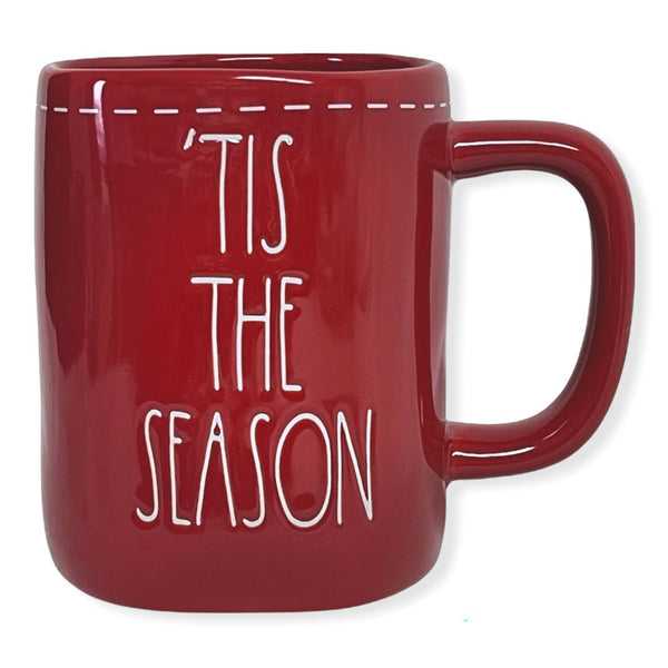 Rae Dunn Red 'TIS THE SEASON Mug for Christmas with White LL Letter Tea Mug