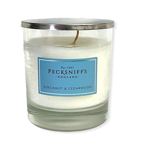 Pecksniff's Bergamot & CedarWood Candle 5.29 Oz. In Glass With Lid From England