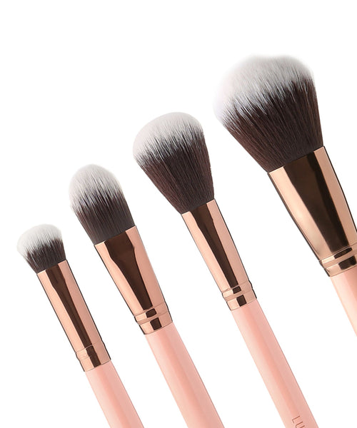 Luxie Face Complexion Brush Set Rose Gold Collection Brush Set 4 Brushes