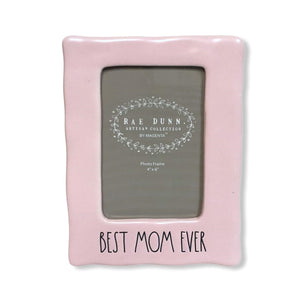 Rae Dunn by Magenta Pink Ceramic Picture Frame BEST MOM EVER LL Letter 4" x 6" Great Gift