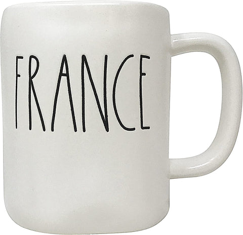 Rae Dunn By Magenta White FRANCE Ceramic Mug with Black LL Name Letter Tea Mug