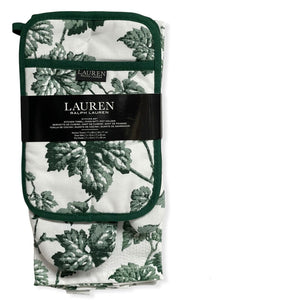 Lauren by Ralph Lauren Kitchen Set of 3 Christmas Floral Print Towel - Oven Mitt - Pot Holder