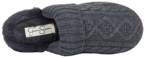 Jessica Simpson Women's Cable Knit Scuff Slippers Gray S 6-7
