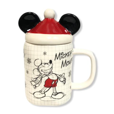 Disney Mickey Mouse Sketch Coffee Mug with Red Topper