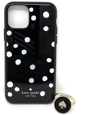 Kate Spade New York Ring Stand Polka Dots Resin iPhone 11 Pro Case, Black