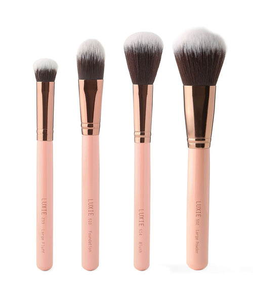 Luxie Face Complexion Brush Set Rose Gold Collection Brush Set 4 Brushes