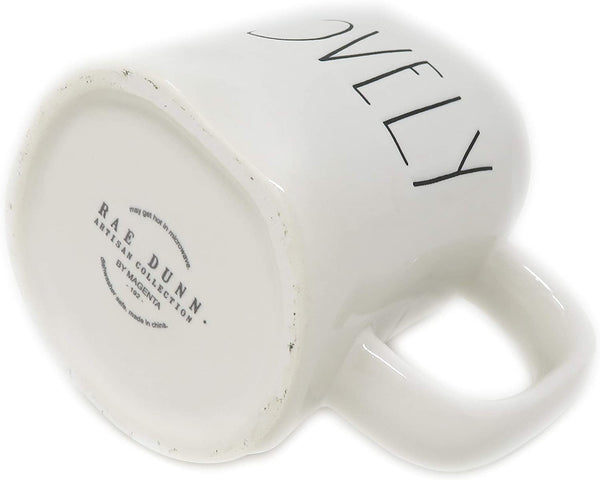 Rae Dunn By Magenta White LOVELY Ceramic Mug with Black LL Name Letter Tea Mug