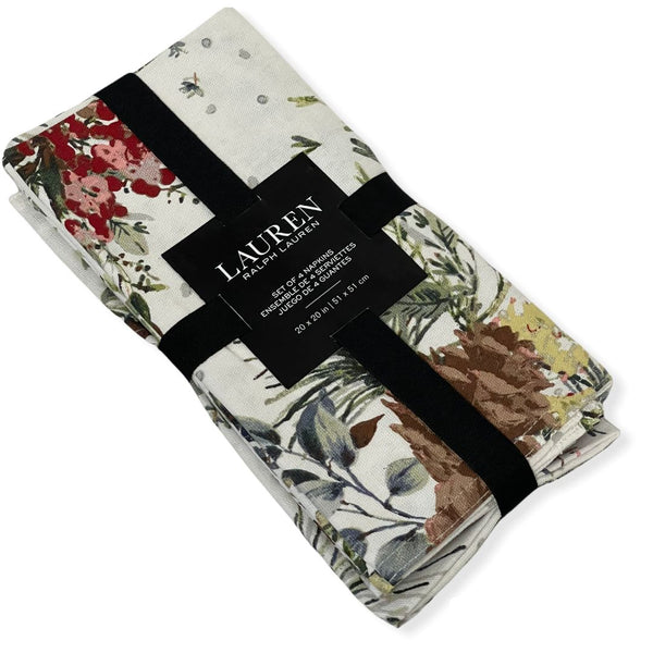 Lauren by Ralph Lauren Set of 4 Napkins Floral Pine Print