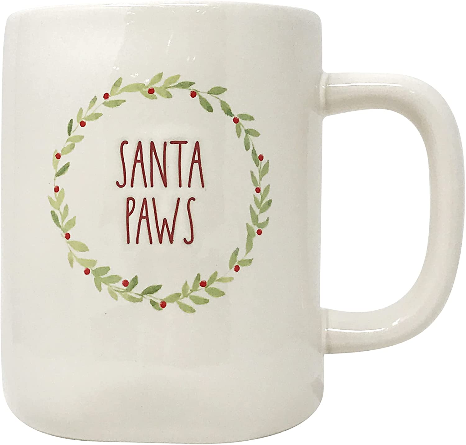 Rae Dunn White SANTA PAWS Mug for Christmas with Red LL Letter Tea Mug