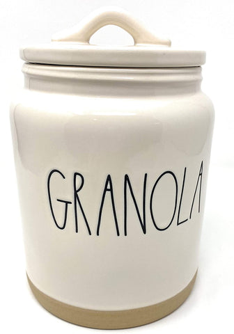 Rae Dunn by Magenta White GRANOLA Ceramic LL Kitchen Medium Canister