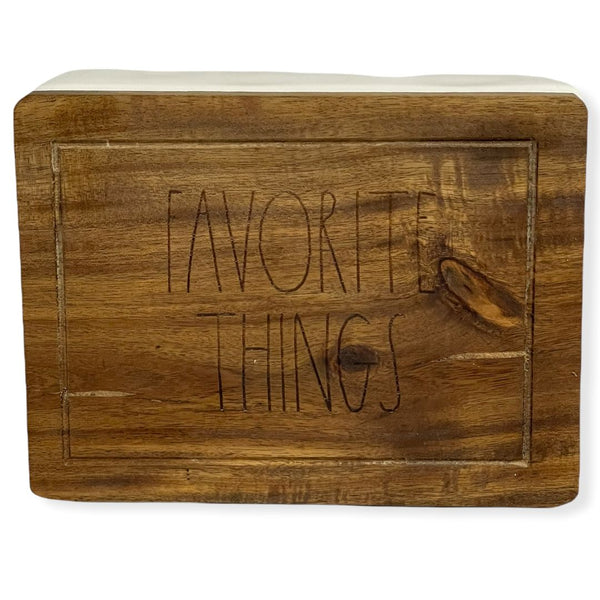 Rae Dunn by Magenta "FAVORITE THINGS" Organizer Ceramic Box with Wood Lid