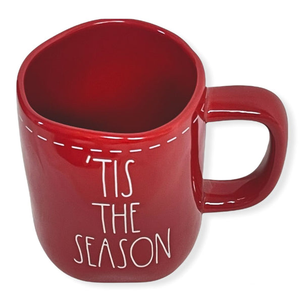 Rae Dunn Red 'TIS THE SEASON Mug for Christmas with White LL Letter Tea Mug