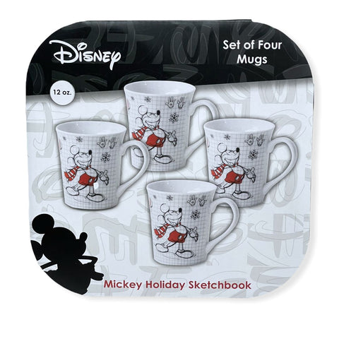 Disney Christmas Sketchbook Collection Mix Set of 4 Mug, 12oz