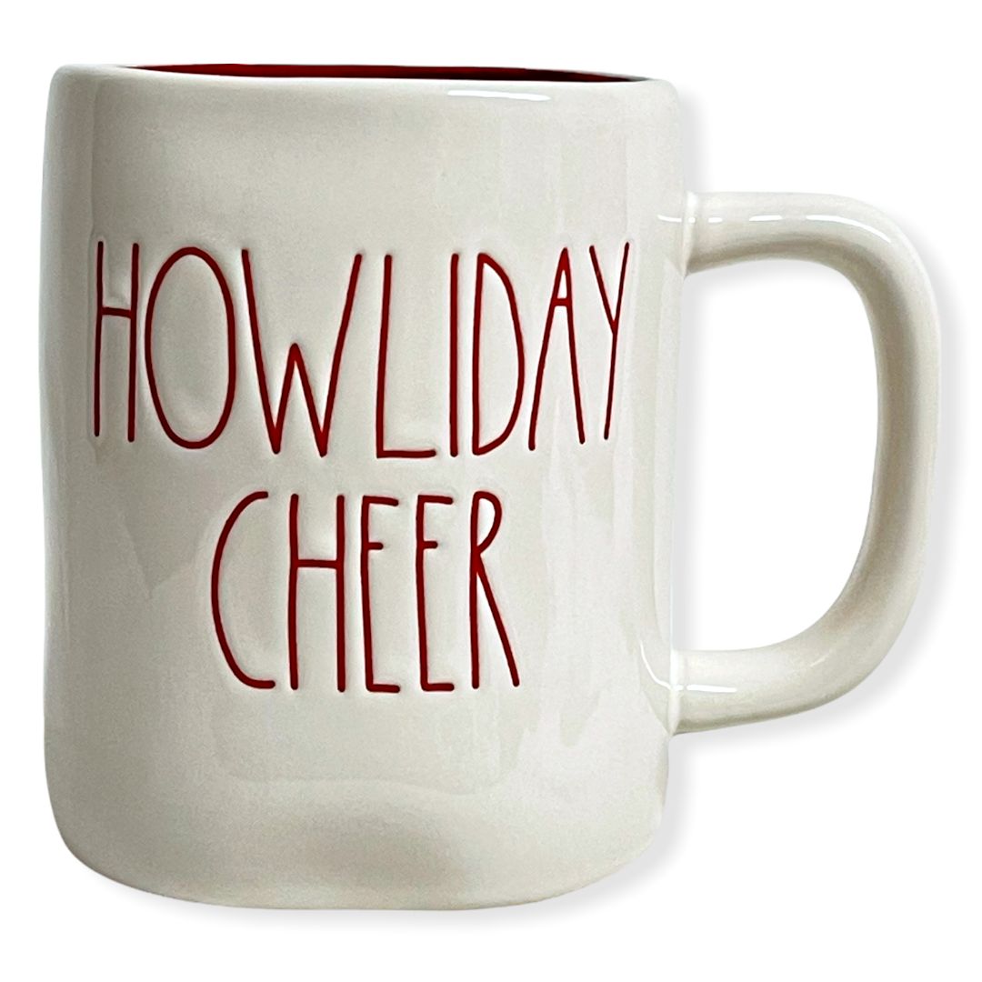 Rae Dunn White HOWLIDAY CHEER Mug for Christmas with Red LL Letter Tea Mug