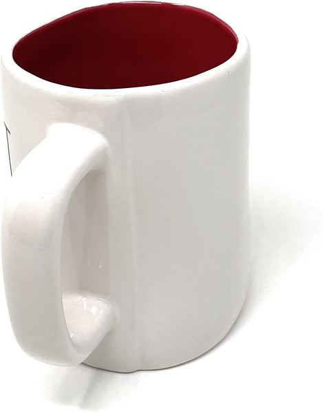 Rae Dunn White PEPPERMINT KISSES Mug RED inside Ceramic Coffee Mug