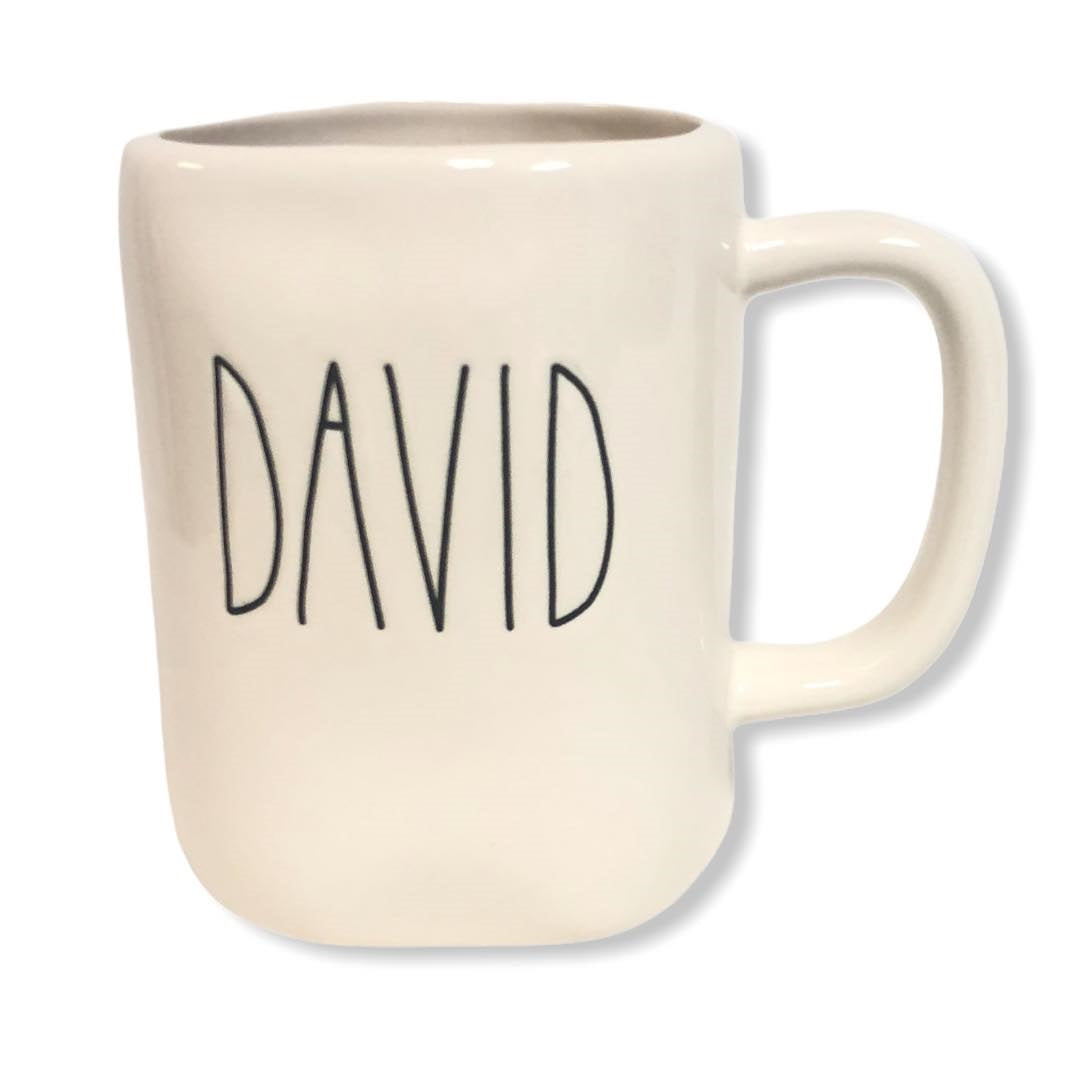 Rae Dunn By Magenta White DAVID Ceramic Mug with Black LL Name Letter Tea Mug