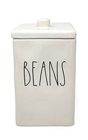 Rae Dunn BEANS LL Black Font Kitchen Canister Ceramic Organizer