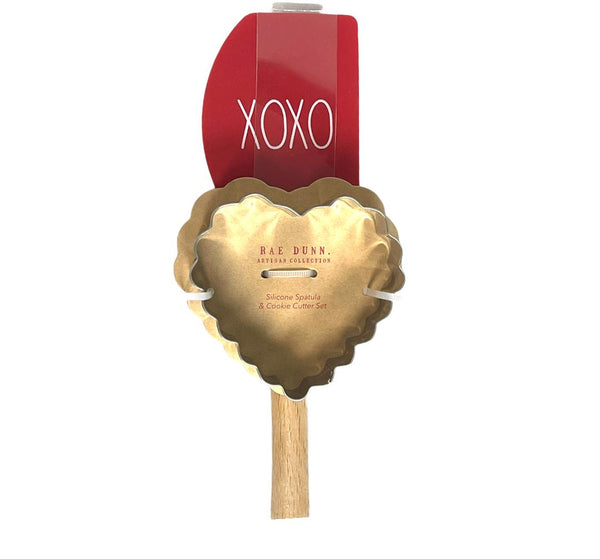 Rae Dunn Silicone Spatula & Cookie Cutter Set- Red Xoxo