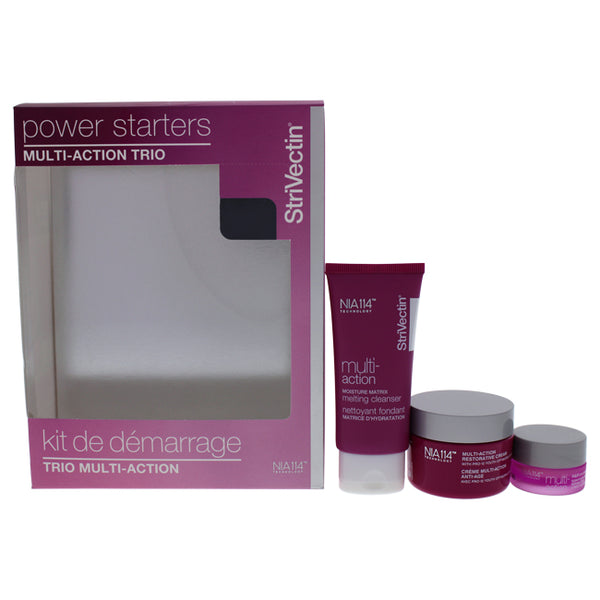 Power Starters Multi-Action Trio by Strivectin for Unisex - 3 Pc 1oz Moisture Matrix Melting Cleanser, 0.17oz R and R Eye Cream, 1oz Restorative Cream