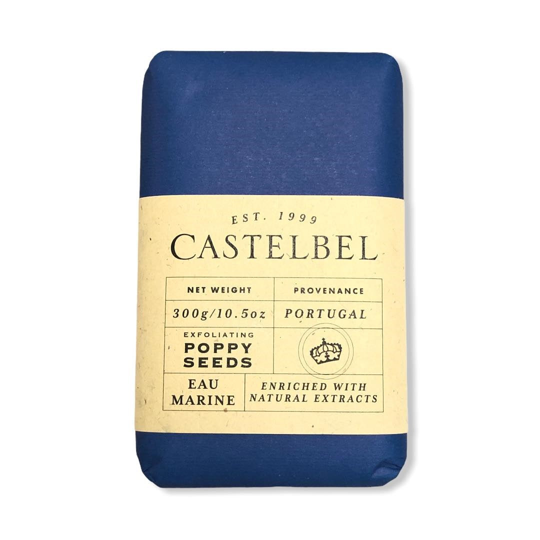 Castelbel EAU Marine Fragranced Soap Enriched with Exfoliating Poppy Seeds 10.5 oz