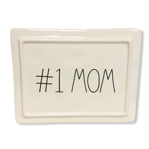 Rae Dunn by Magenta #1 MOM LL Black Letter Jewelry Ceramic Box