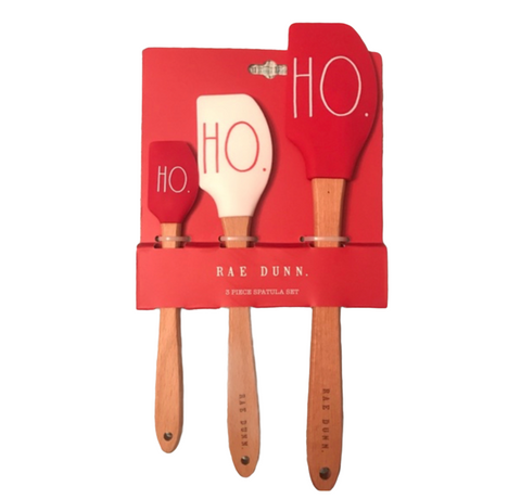 Rae Dunn Christmas Spatula Set Red/White Ho Ho Ho