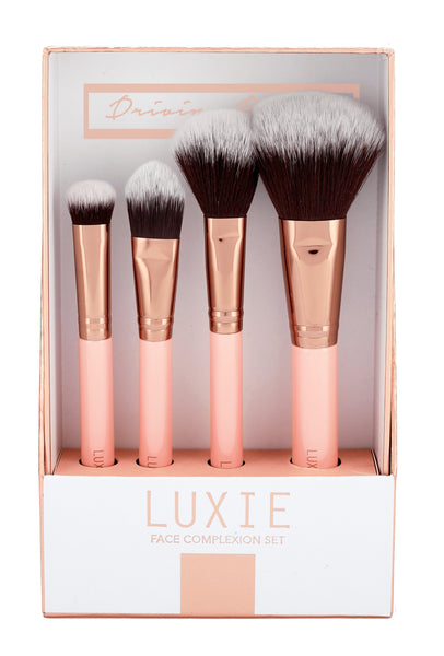 Luxie Face Complexion Brush Set Rose Gold Collection Brush Set 4 Brushes