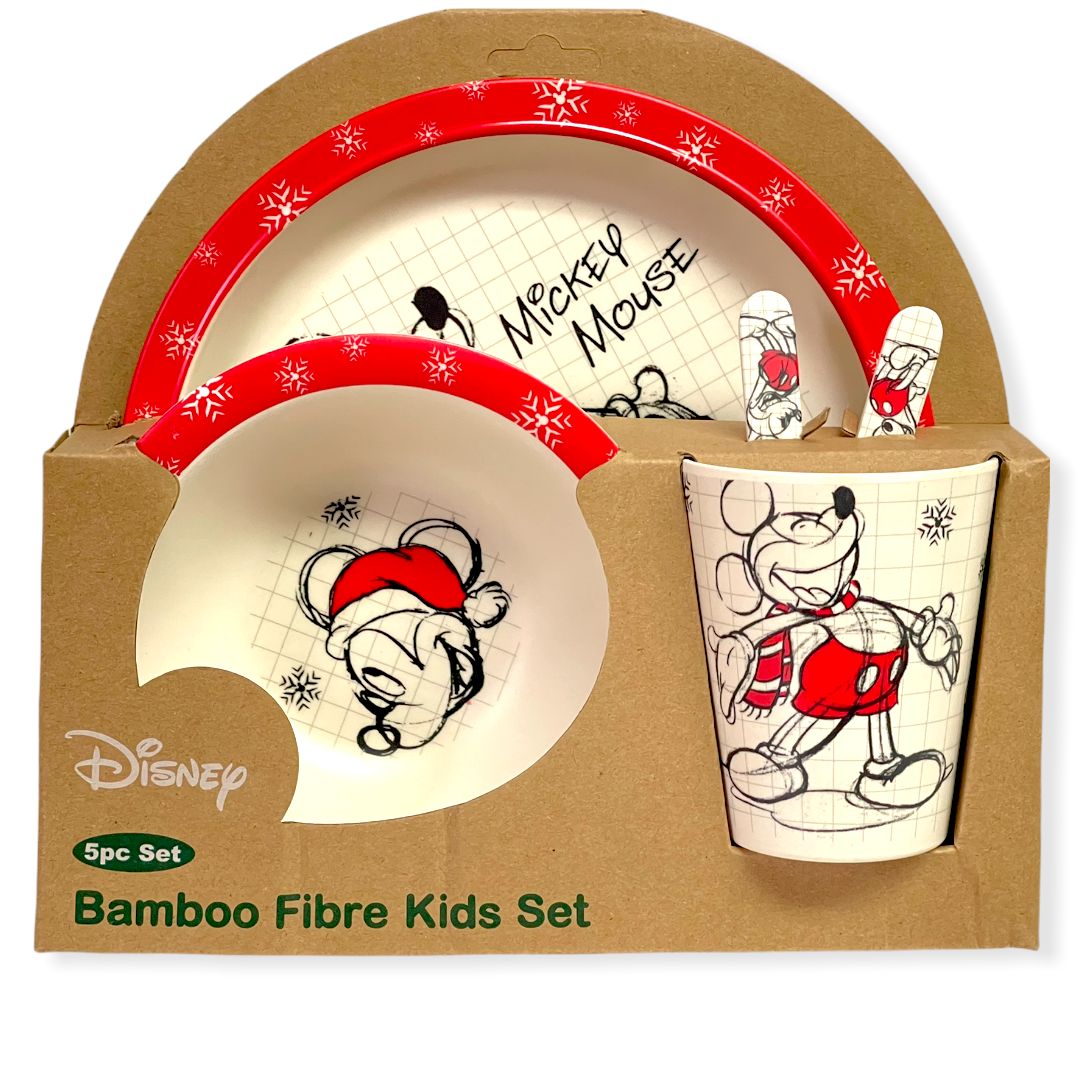 Disney Baby Bamboo Fibre Kids 5 Pc Dinner Kids Set Mickey Mouse Santa Claus