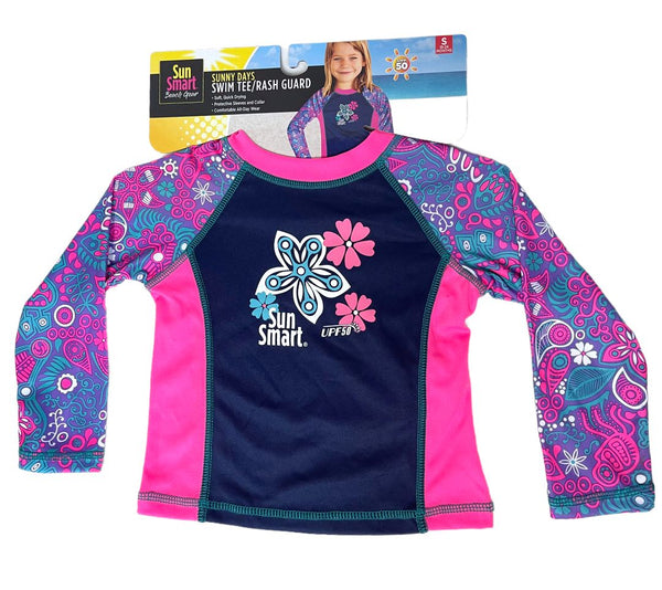 Sun Smart Rash Protective Sleeves and Collar Guard Comfortable Swim Tee Surf's, Medium, Pink