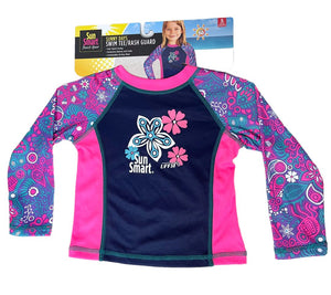 Sun Smart Rash Protective Sleeves and Collar Guard Comfortable Swim Tee Surf's, Small, Pink