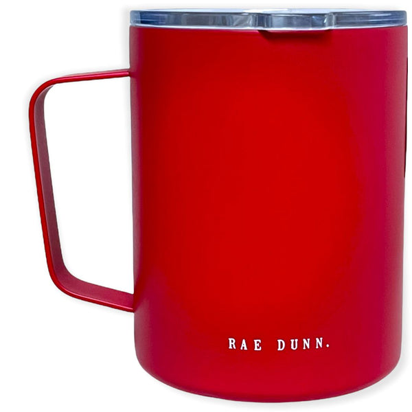 Rae Dunn Double Walled Insulated 12 oz. Stainless Steel Coffee Mug with Lid - PBA-Free (SPICED CIDER. /Red)
