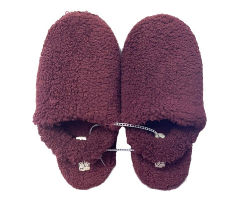 Jessica Simpson Women's Memory Foam Sherpa Slippers Burgundy M(7-8)