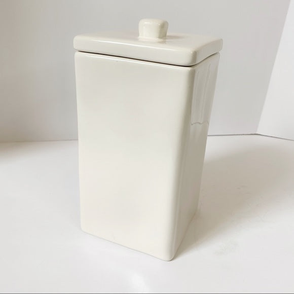 Rae Dunn Ceramic Canister RICE  LL Letter Ceramic Square Canister with Lid