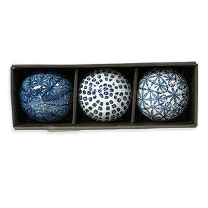 Sagebrook Home 3pcs Ceramics Balls Orbs 4" Decorative Porcelain Ball Set Decoration for Home