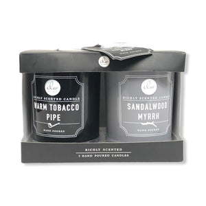 Dw Home Warm Tobacco Pipe & Sandalwood Myrrh Hand Poured Gift Set (2) 7.6oz