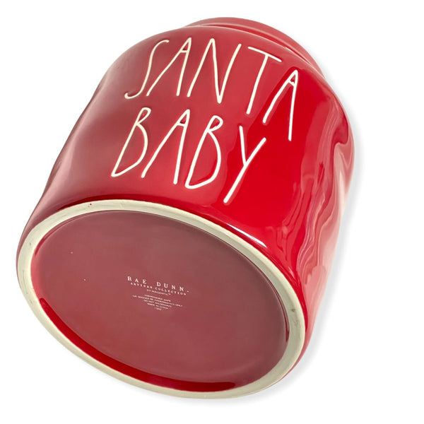 Rae Dunn SANTA BABY Red Ceramic LL Canister With White Letters Christmas Gift