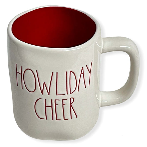 Rae Dunn White HOWLIDAY CHEER Mug for Christmas with Red LL Letter Tea Mug
