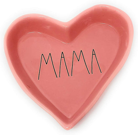 Rae Dunn by Magenta, Mama Trinket Dish, Ceramic, Pink, Black LL