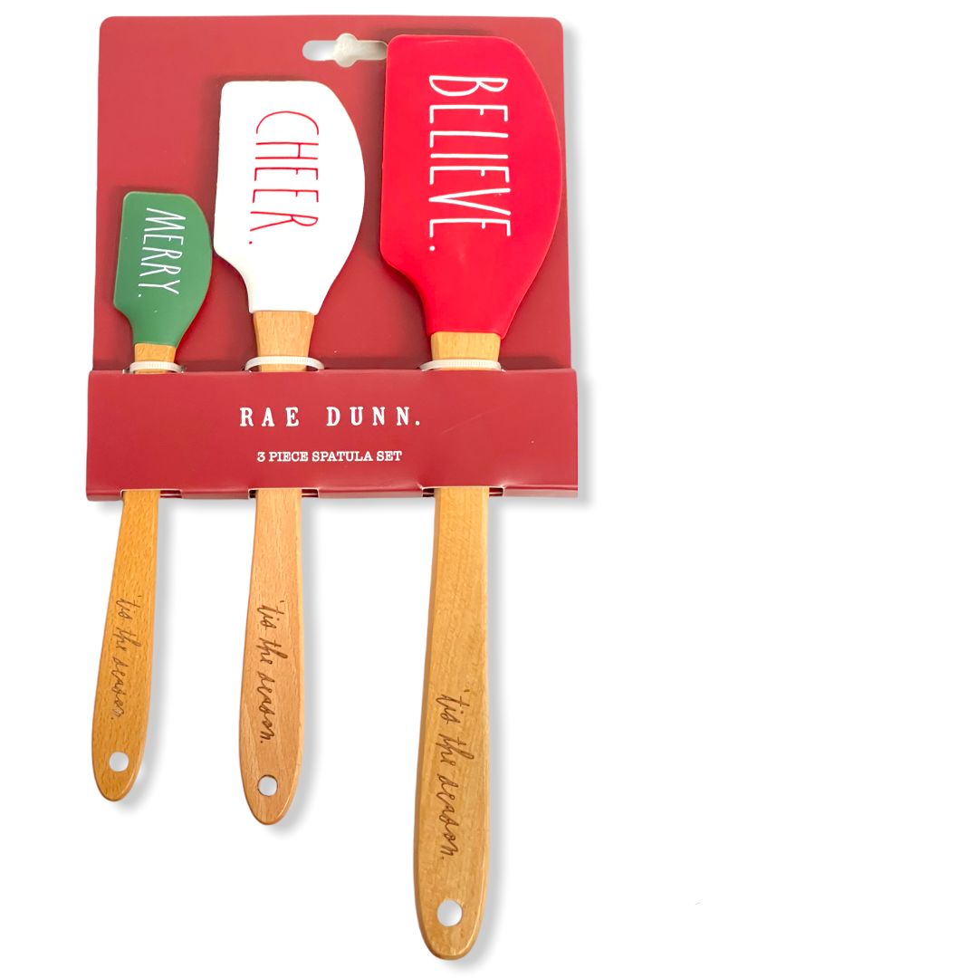 Rae Dunn Silicone Spatula 3 Pc. Spatula Set  LL Letter with Hard Wood Handles