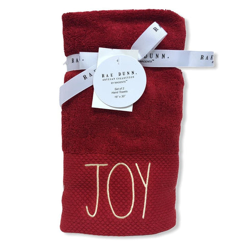 Rae Dunn Hand Towels Red Set of 2 - JOY LL Gold 16'x 30'