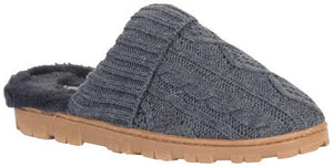 Jessica Simpson Women's Cable Knit Scuff Slippers Gray S 6-7