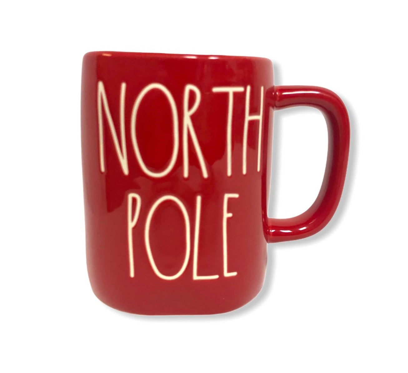 Rae Dunn Red NORTH POLE Coffee Mug with White LL Letter