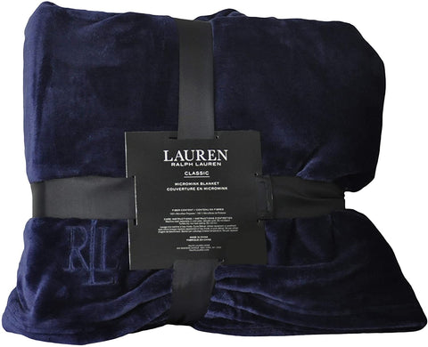 Lauren Ralph Lauren Classic Micromink Plush King 108" X 90" Blanket Navy