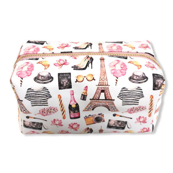 Imoshion White Cosmetic Travel Organizer Bag, Tote | 8.5" X 4.5" X 5"